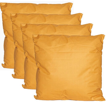 Anna's Collection Buiten of tuin sier kussens - 4x - okergeel - 60 x 60 cm - binnen/buiten - tuinbank
