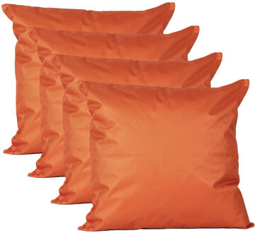 Anna's Collection Buiten of tuin sier kussens - 4x - oranje - 45 x 45 cm - binnen/buiten - tuinbank