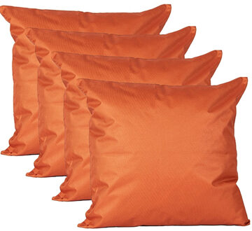 Anna's Collection Buiten of tuin sier kussens - 4x - oranje - 60 x 60 cm - binnen/buiten - tuinbank
