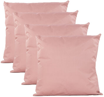 Anna's Collection Buiten of tuin sier kussens - 4x - oud roze - 45 x 45 cm - binnen/buiten - tuinbank