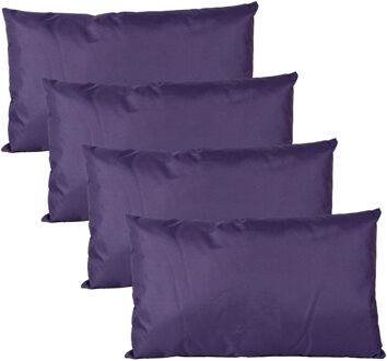 Anna's Collection Buiten of tuin sier kussens - 4x - paars - 30 x 50 cm - binnen/buiten - tuinbank