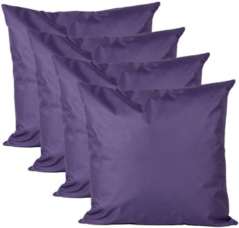 Anna's Collection Buiten of tuin sier kussens - 4x - paars - 45 x 45 cm - binnen/buiten - tuinbank
