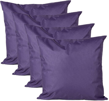 Anna's Collection Buiten of tuin sier kussens - 4x - paars - 60 x 60 cm - binnen/buiten - tuinbank