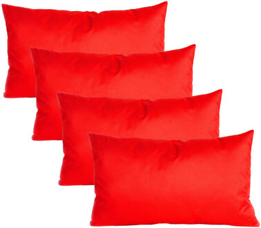 Anna's Collection Buiten of tuin sier kussens - 4x - rood - 30 x 50 cm - binnen/buiten - tuinbank