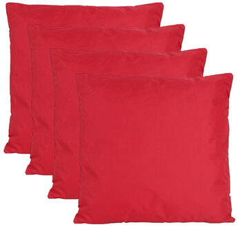 Anna's Collection Buiten of tuin sier kussens - 4x - rood - 60 x 60 cm - binnen/buiten - tuinbank