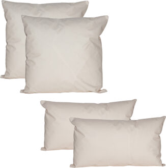 Anna's Collection Buiten of tuin sier kussens - 4x stuks - zand/beige - 2 maten - binnen/buiten