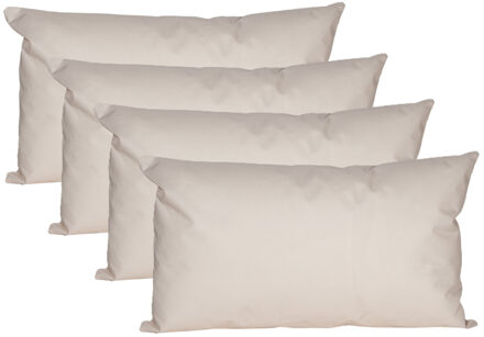Anna's Collection Buiten of tuin sier kussens - 4x - zand/beige - 30 x 50 cm - binnen/buiten
