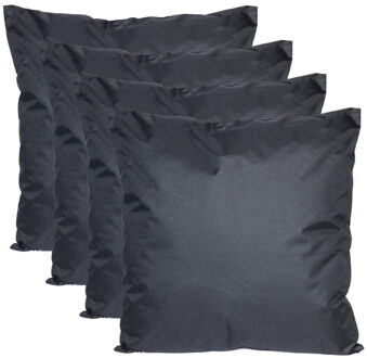 Anna's Collection Buiten of tuin sier kussens - 4x - zwart - 45 x 45 cm - binnen/buiten - tuinbank