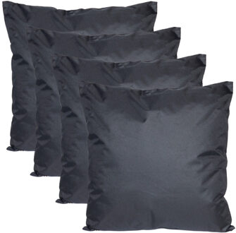 Anna's Collection Buiten of tuin sier kussens - 4x - zwart - 60 x 60 cm - binnen/buiten - tuinbank