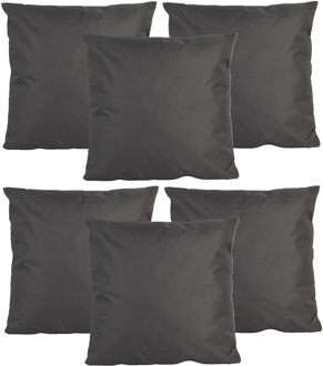 Anna's Collection Buiten of tuin sier kussens - 6x - antraciet - 45 x 45 cm - binnen/buiten - tuinbank