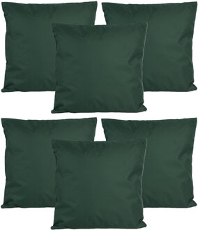 Anna's Collection Buiten of tuin sier kussens - 6x - donkergroen - 45 x 45 cm - binnen/buiten - tuinbank