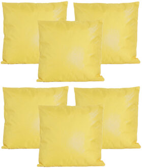 Anna's Collection Buiten of tuin sier kussens - 6x - geel - 45 x 45 cm - binnen/buiten - tuinbank