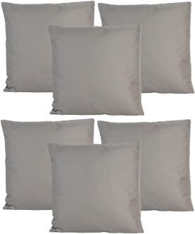 Anna's Collection Buiten of tuin sier kussens - 6x - grijs - 45 x 45 cm - binnen/buiten - tuinbank