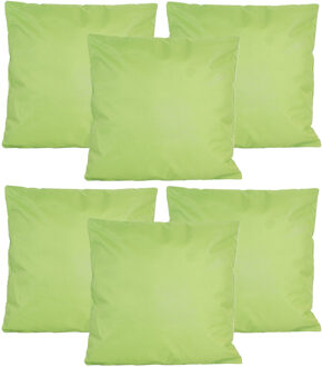 Anna's Collection Buiten of tuin sier kussens - 6x - groen - 45 x 45 cm - binnen/buiten - tuinbank