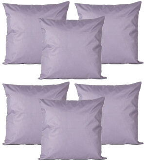 Anna's Collection Buiten of tuin sier kussens - 6x - lila paars - 45 x 45 cm - binnen/buiten - tuinbank
