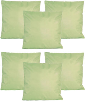 Anna's Collection Buiten of tuin sier kussens - 6x - mintgroen - 45 x 45 cm - binnen/buiten - tuinbank