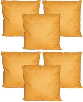 Anna's Collection Buiten of tuin sier kussens - 6x - okergeel - 45 x 45 cm - binnen/buiten - tuinbank