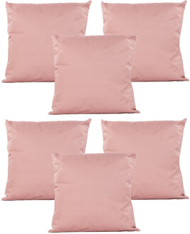 Anna's Collection Buiten of tuin sier kussens - 6x - oud roze - 45 x 45 cm - binnen/buiten - tuinbank
