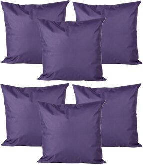 Anna's Collection Buiten of tuin sier kussens - 6x - paars - 45 x 45 cm - binnen/buiten - tuinbank