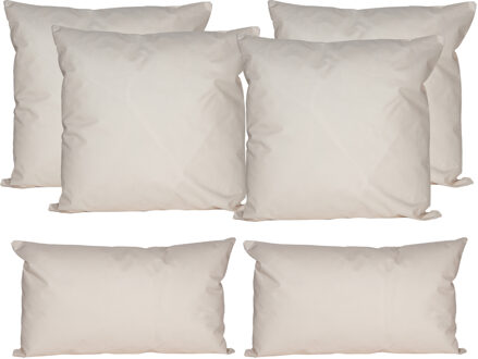 Anna's Collection Buiten of tuin sier kussens - 6x stuks - zand/beige - 2 maten - binnen/buiten