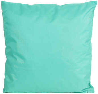 Anna's Collection Buiten of tuin sier kussens - aqua blauw - 45 x 45 cm - binnen/buiten - tuinbank