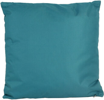 Anna's Collection Buiten of tuin sier kussens - petrol blauw - 60 x 60 cm - binnen/buiten - tuinbank