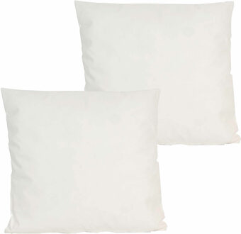 Anna's Collection Buitenkussen - 2x - Ivoor wit - 60 x 60 cm - binnen/buiten