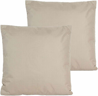 Anna's Collection Buitenkussen - 2x - Taupe/beige - 60 x 60 cm - binnen/buiten