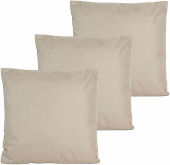 Anna's Collection Buitenkussen - 3x - Taupe/beige - 60 x 60 cm - binnen/buiten