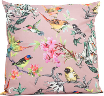 Anna's Collection Buitenkussen bloem - roze - 60 x 60 cm - Water en UV bestendig