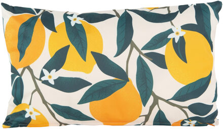 Anna's Collection Buitenkussen citroenen - geel/groen - 30 x 50 cm - Water en UV bestendig - kussentje voor buiten