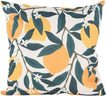 Anna's Collection Buitenkussen citroenen - geel/groen - 45 x 45 cm - Water en UV bestendig - kussentje voor buiten