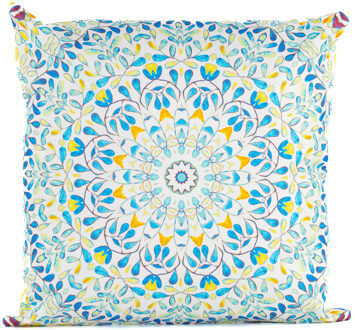 Anna's Collection Buitenkussen mandala - wit - 45 x 45 cm - Water en UV bestendig