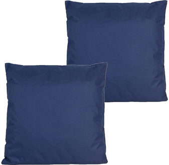 Anna's Collection Buitenkussens - 2x - donkerblauw - 60 x 60 cm - binnen/buiten