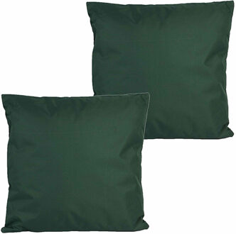 Anna's Collection Buitenkussens - 2x - donkergroen - 60 x 60 cm - binnen/buiten