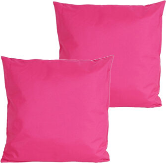 Anna's collection buitenkussens - 2x - fuchsia roze - 60 x 60 cm - tuinstoelkussens