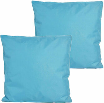 Anna's Collection buitenkussens - 2x - lichtblauw - 60 x 60 cm - tuinstoelkussens