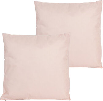 Anna's Collection Buitenkussens - 2x - lichtroze - 60 x 60 cm - binnen/buiten