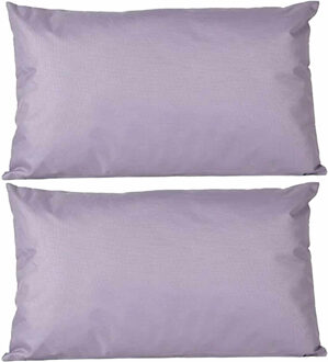 Anna's Collection Buitenkussens - 2x - lila paars - 30 x 50 cm - binnen/buiten