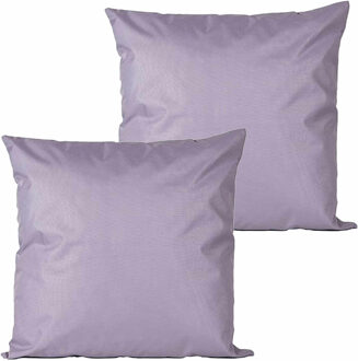 Anna's Collection Buitenkussens - 2x - lila paars - 45 x 45 cm - binnen/buiten
