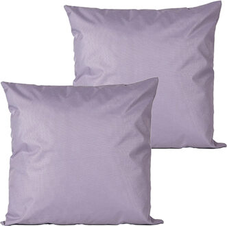 Anna's Collection Buitenkussens - 2x - lila paars - 60 x 60 cm - binnen/buiten