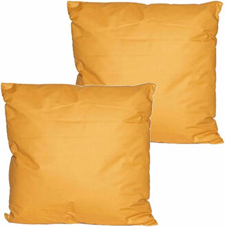 Anna's Collection Buitenkussens - 2x - oker geel - 45 x 45 cm - binnen/buiten