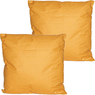 Anna's Collection Buitenkussens - 2x - oker geel - 60 x 60 cm - binnen/buiten