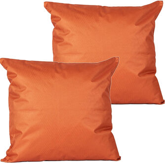Anna's Collection Buitenkussens - 2x - oranje - 60 x 60 cm - binnen/buiten
