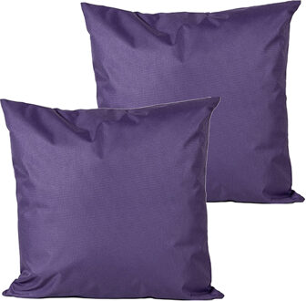 Anna's Collection Buitenkussens - 2x - paars - 60 x 60 cm - binnen/buiten
