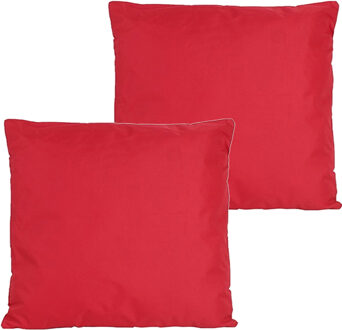 Anna's Collection Buitenkussens - 2x - rood - 60 x 60 cm - binnen/buiten