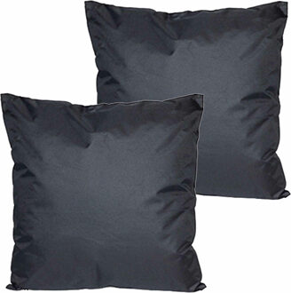 Anna's Collection Buitenkussens - 2x - Zwart - 60 x 60 cm - binnen/buiten