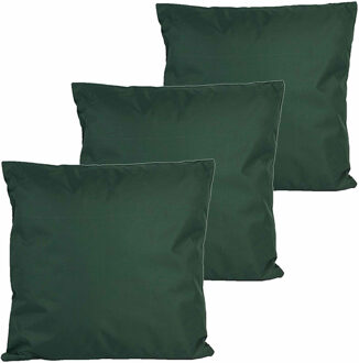 Anna's Collection Buitenkussens - 3x - donkergroen - 60 x 60 cm - binnen/buiten