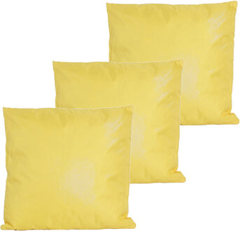 Anna's Collection Buitenkussens - 3x - geel - 60 x 60 cm - binnen/buiten