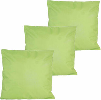 Anna's Collection Buitenkussens - 3x - groen - 60 x 60 cm - binnen/buiten
